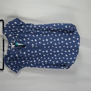 41 Hawthorn Women´s Morey Split Neck Short Sleeve Blouse In Blue Size S NWT